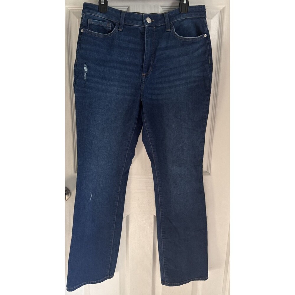 LC Lauren Conrad Bootcut Distressed Women's size 14 Dark Wash Blue Denim Jeans